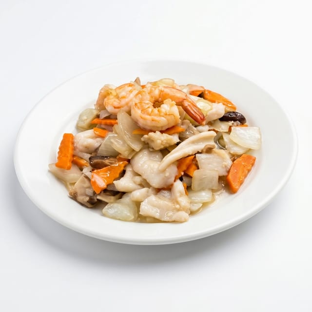 Seafood in a Sizzling Plate.